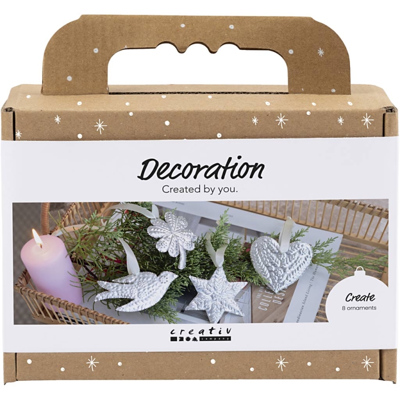 Hobbyset Kerstdecoratie van zilver reli&euml;ffolie &ndash; 8 stuks