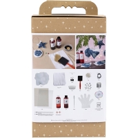 Hobbyset Cyanotypie Blauwe & Zilveren Kerstdecoraties DIY 15 stuks