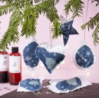 Hobbyset Cyanotypie Blauwe & Zilveren Kerstdecoraties DIY 15 stuks