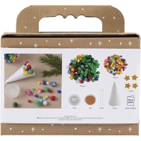 Mini Hobbyset Decoratie – Kleurrijke Pompon-Kerstboom DIY 2 stuks