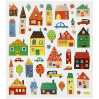 Stickervel huisjes 15&times;16,5 cm