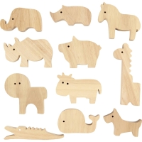 Houten Dieren 44 stuks Boerderij & Safari – H: 3–14,5 cm
