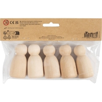 Poppen lijfjes peg dolls naturel 6cm - 5 stuks
