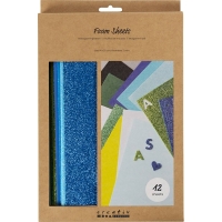 Foam vellen 14×25 cm set 12 stuks 2 mm blauw-groen