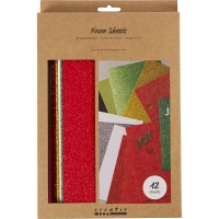 Foam letters en vormen kerst kleuren 12 vellen 14x25cm