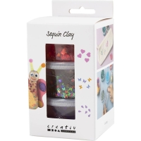 Sequin Clay paars/roze harmonie &ndash; 3&times;60 g glitter klei