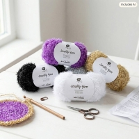 Polyester scrubby yarn schuurgaren goud 50gr - 90m