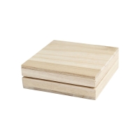 Houten sieraden cadeau doosje 10x10x3cm