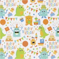 Inpakpapier monsters verjaardag 50cm - rol 5 meter