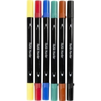 Textielstiften basis kleuren 2,3 mm en 3,6 mm &ndash; 6 stuks