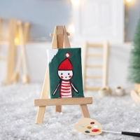 Mini Canvas Paneel met Schildersezel Wit 8x6 cm 1cm dik