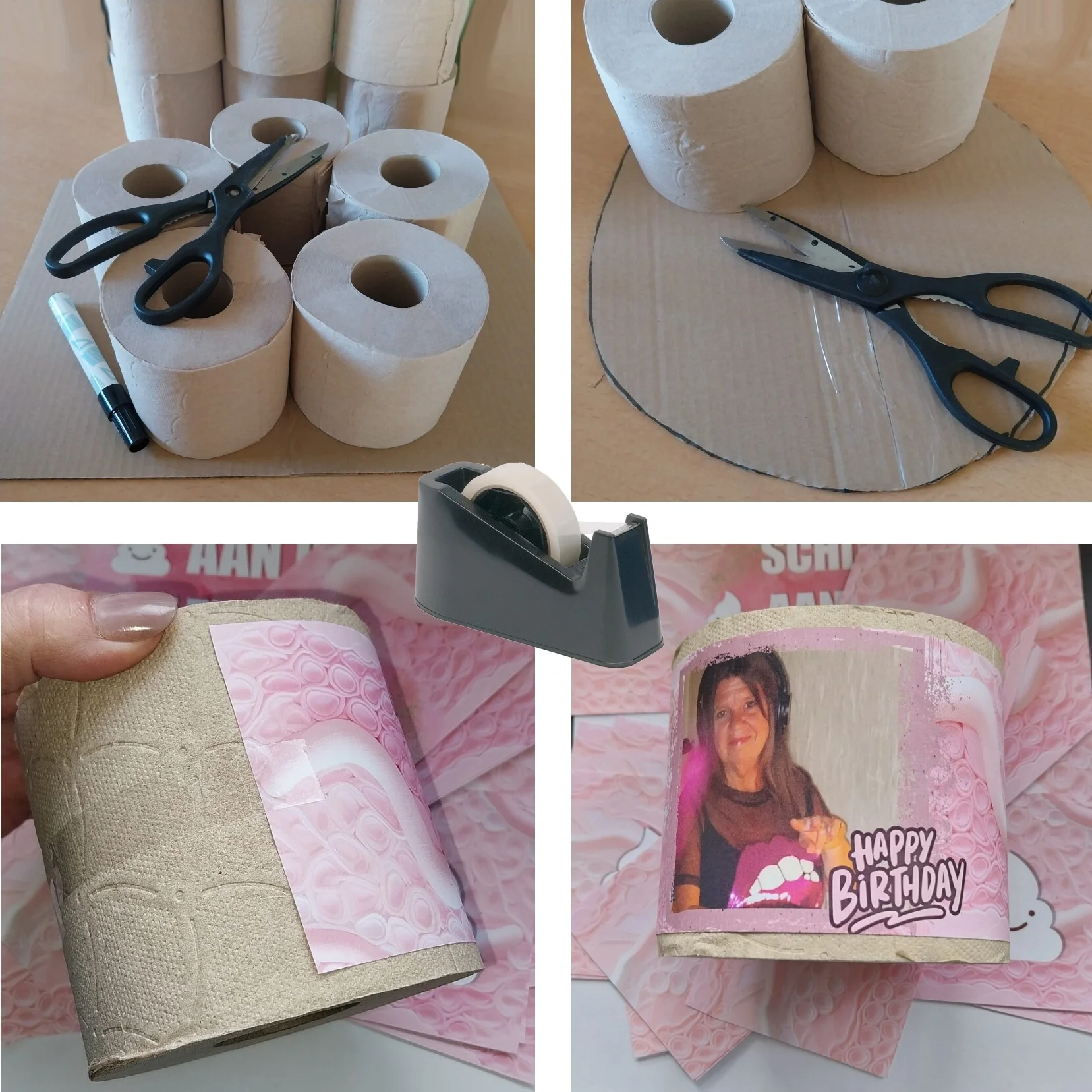 DIY Schijt aan je leeftijd taart wikkels roze