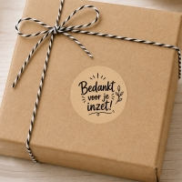 Kraft stickers bedankt voor je inzet 50 stuks 4cm
