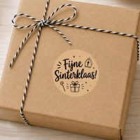 Kraft stickers fijne sinterklaas 50 stuks 4cm
