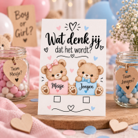 Gender reveal stemkaarten jongen of meisje A6 &ndash; 25 stuks
