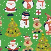 Inpakpapier sneeuwpop Kerstman 50cm x rol 100 Meter