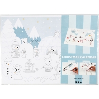 Kerstkalenders inkleuren winter 30x42 cm &ndash; 3 stuks