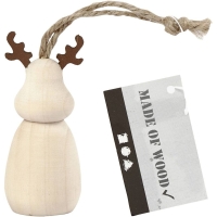 Blank houten kersthanger Rendier 7x3cm