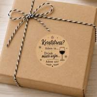 Stickers Kerststress drink meer wijn 50 stuks 4cm