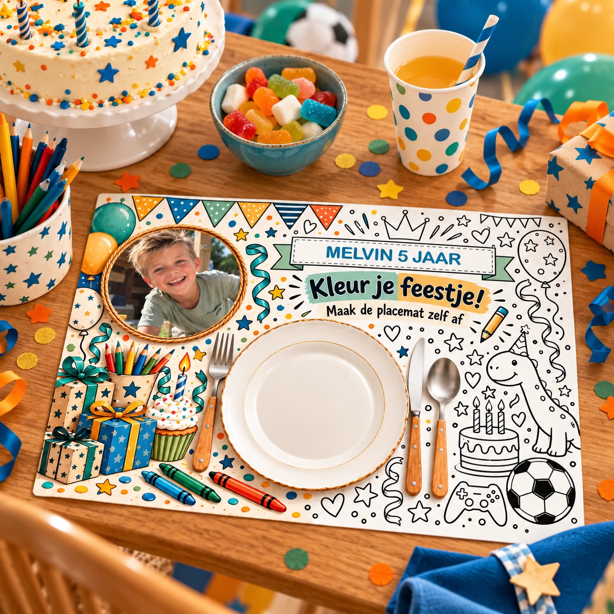 Kinderplacemats inkleuren met foto colours A4 &ndash; 8 stuks