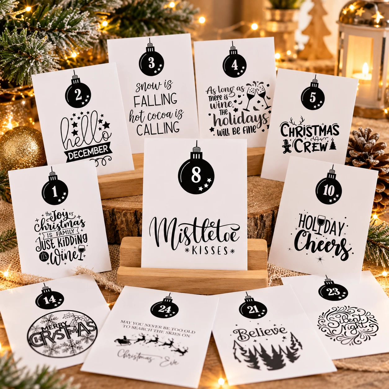 Adventskalender met Kerstquotes 24 kaarten A6