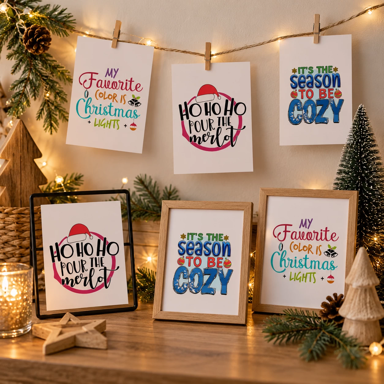 Set 20 verschillende kerstkaarten met quotes A6