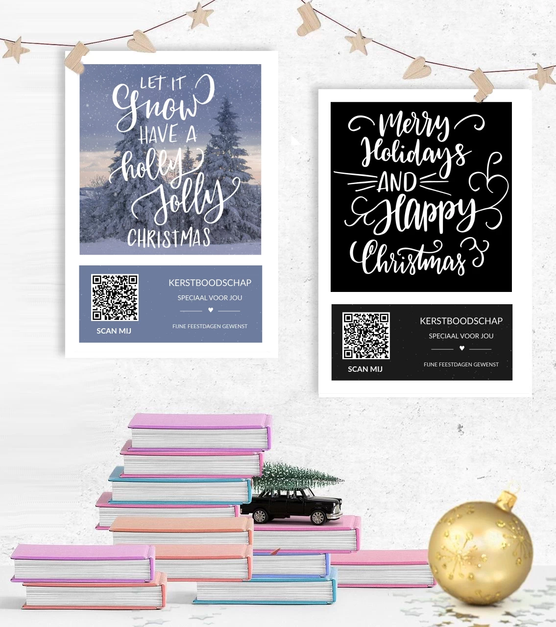 4 kerstposters A4 met QR-code digitale kerstwens