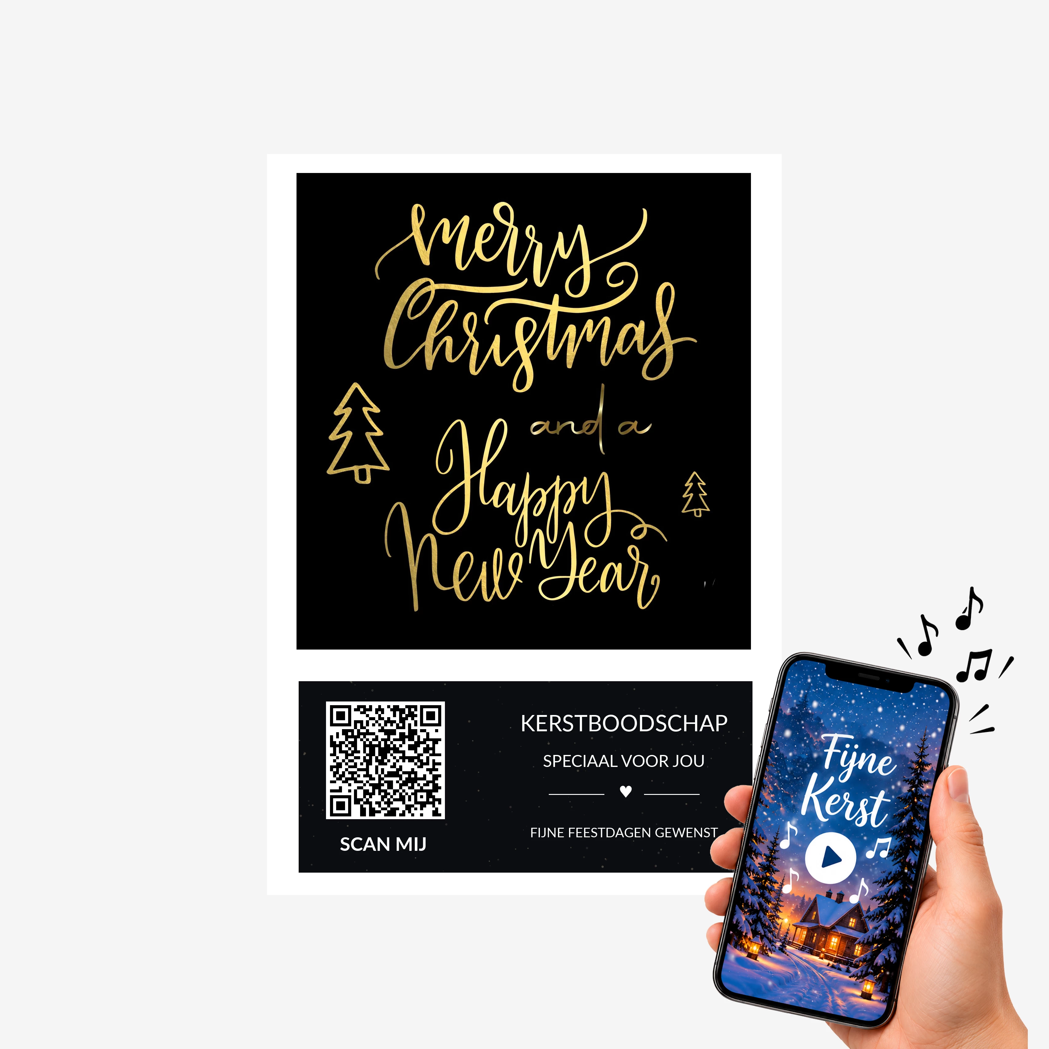 4 kerstposters A4 met QR-code digitale kerstwens