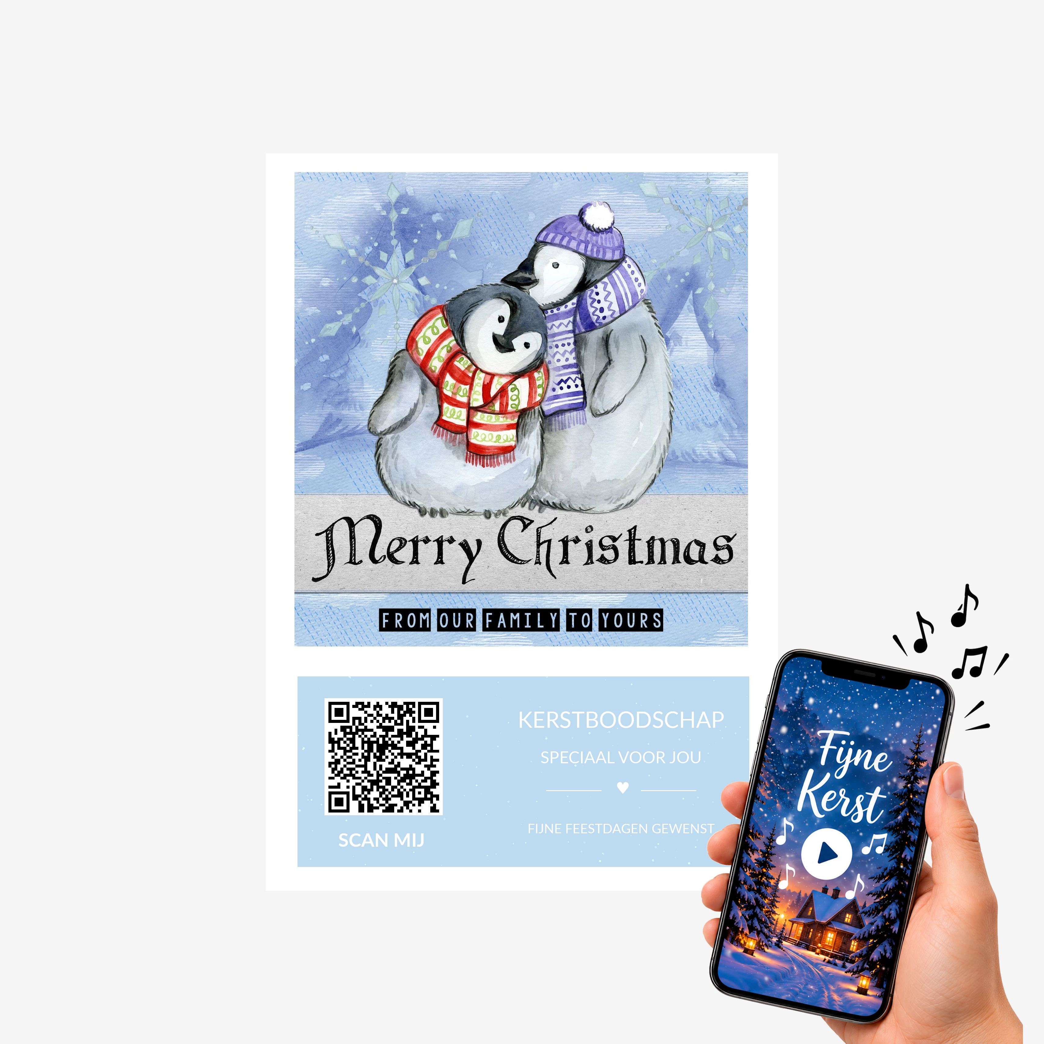 4 kerstposters A4 met QR-code digitale kerstwens