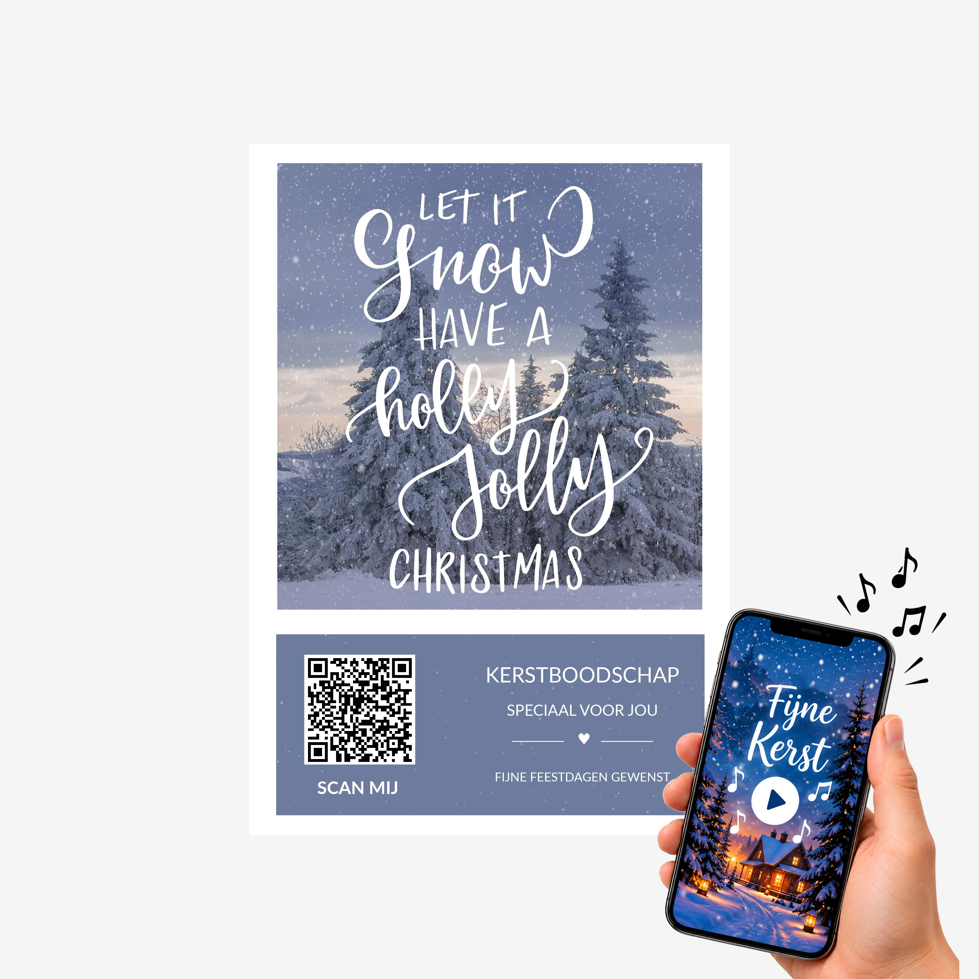 4 kerstposters A4 met QR-code digitale kerstwens