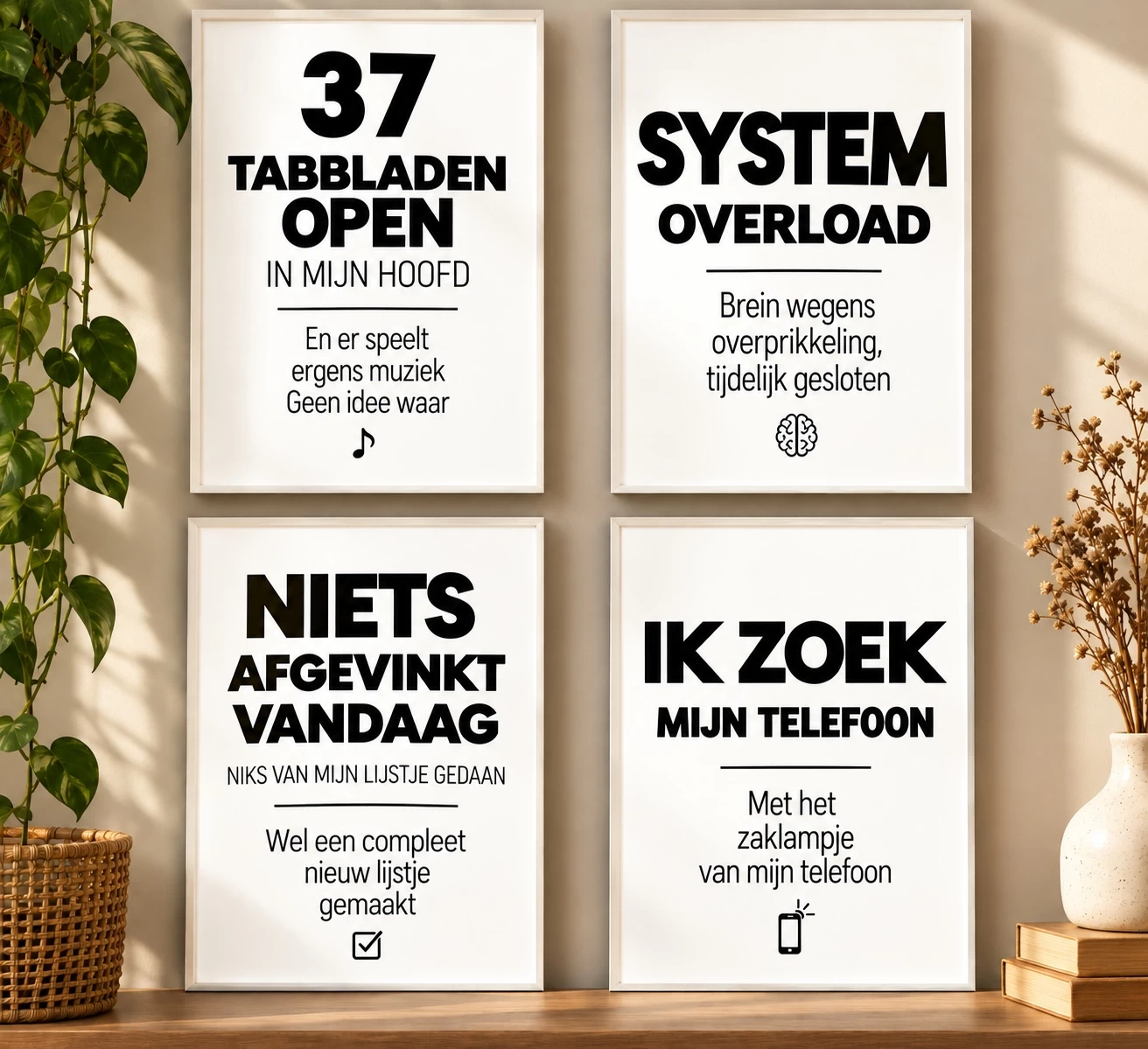 Breinchaos Posters - Druk Hoofd A4 | Set van 4
