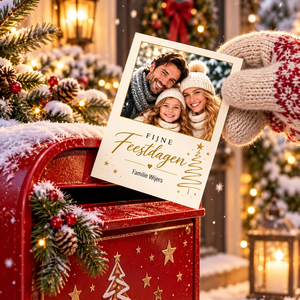 Enkele Kerstkaarten met eigen foto Cr&egrave;me A6 | 25 stuks